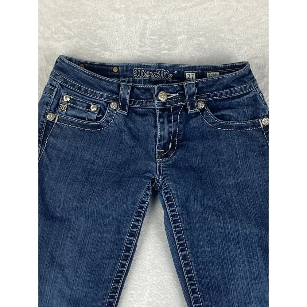 Miss Me Skinny Jeans Women'sLow Rise  Medium‎ Wash Blue Size 27
